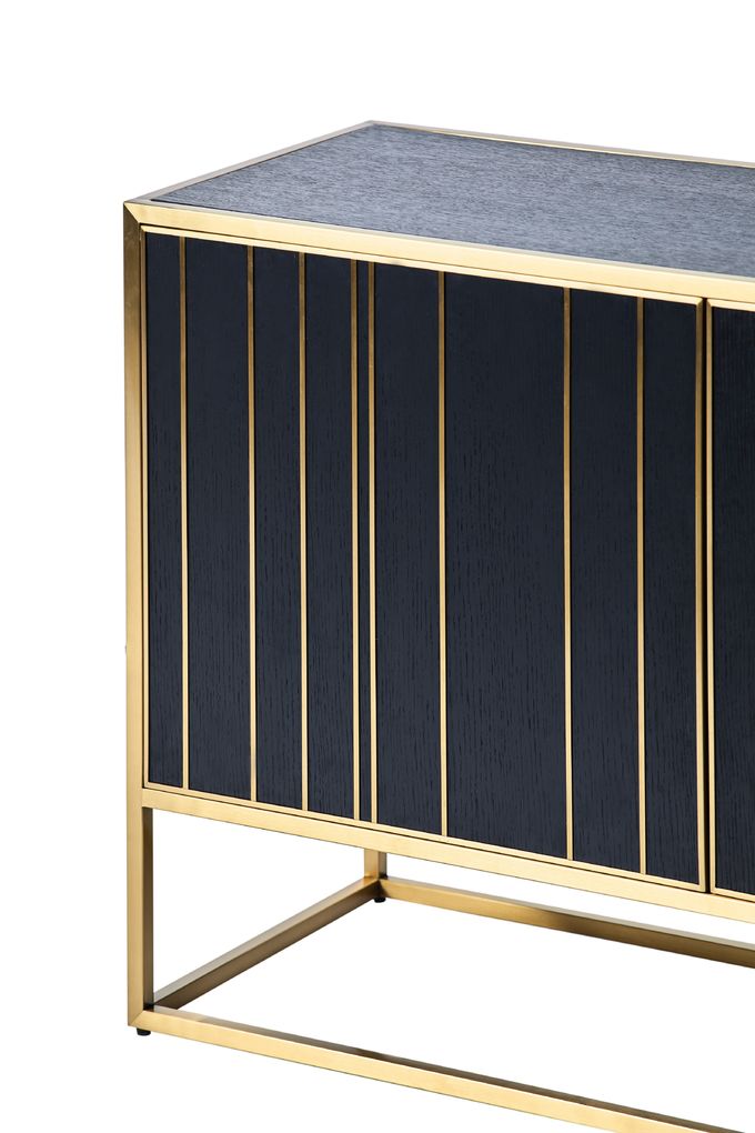 Do armário de aço inoxidável do console do metal das portas dobro do ouro estilo luxuoso 2